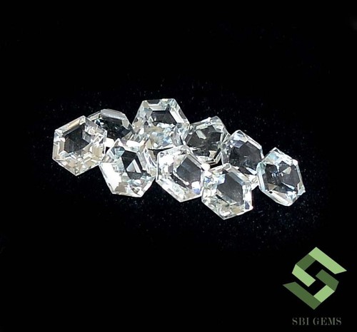 5x5 MM Naturale Topazio Bianco Esagonale Taglio Lotto 10 Pz 7.58 K Slegato Gemme - Picture 5 of 7