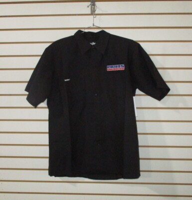 NEW THROTTLE THREADS PARTS UNLIMITED BUTTON UP SHOP SHIRT BLACK SHORT SLEEVES lm