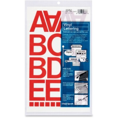 Chartpak (01052) Vinyl Stick-on Numbers / Cap Letters 2'' Red - I PACK