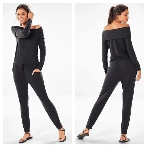 Tuta Fabletics taglia M Tess spalle scoperte manica lunga nera