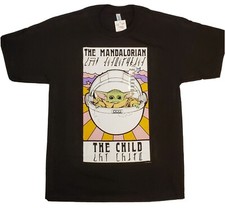 Star Wars The Mandalorian Grogu The Child Baby Yoda Black T Shirt Mens Large NEW