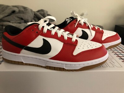Nike ID Dunk Low: Chicago Colorway - Nike By You - Black Red Gum - Men's Size 9
