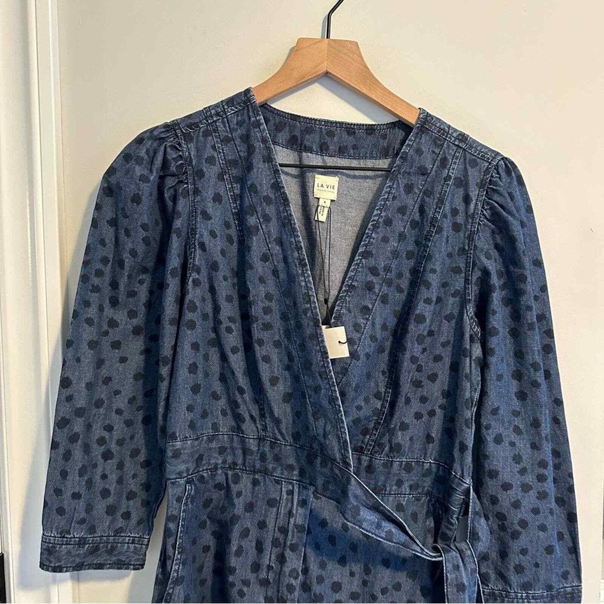 rebecca taylor la vie denim dress NWT Rebecca Taylor La Vie Denim Polka Dot Mini Dress Small