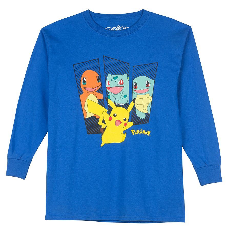 CDG × Pokemon  LONG SLEEVED T-SHIRT B Pokemon Long Sleeve T-Shirt Blue Boys Youth XL 18/20 NEW