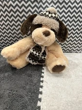 Hugfun Tan and Brown Puppy Dog 14" Plush Hat & Scarf Soft Cute Stuffed Animal
