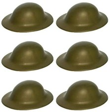6 X Green British Army Soldier Helmet WWII World War 2 Tommy Fancy Dress Costum