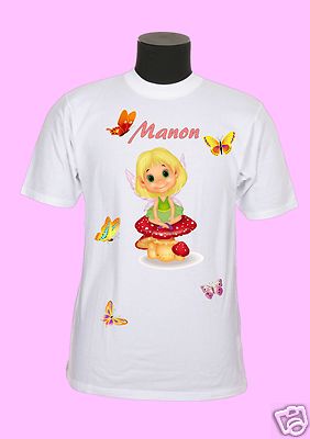 T-shirt Enfant Personnalisé La Fée Clochette - Avec Prénom - Blanc - Neuf Avec Étiquettes
