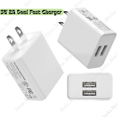 Dual Port USB Power Adapter Cube Fast Wall Charger Block For iPhone iPad Android