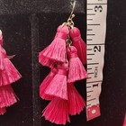 Long Gold Tone Pink Multi Cluster Chain Link Dangle Drop Earrings Jewelry  — photo 5