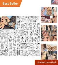 Elegant Triangle & Star Temporary Tattoo Pack: 52 Waterproof Realistic Designs