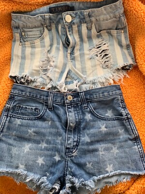 🌹Hollister~Tinsel Denim Jean Frayed Shorts Girls Teens Junior