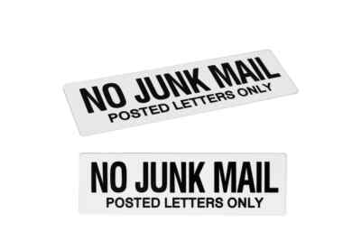 Stick FX No Junk Mail Sign Posted Letters Only Self Adhesive Outdoor 200x60mm