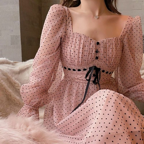 Cute Dress Women Polka Dots Korean 