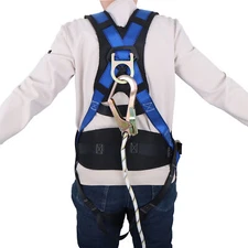 Men Full Body Construction Harness with Lanyard for Work Upgrade 4 Quick Buckles