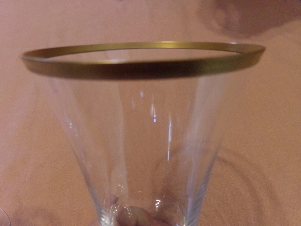 4 Fostoria Richmond Iced Tea Glasses Goblets Wide Gold Rim 6 1/2 Inches EUC! - Image 4 of 4