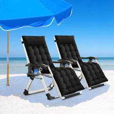 NAIZEA Camping Chairs Set of 2 For Adult Folding Chaise Lounge Mattress Cup Tray