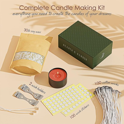 Kit para hacer velas de soja amigable para principiantes - 30 libras de cera, 300 mechas e instrucciones - Imagen 4 de 10