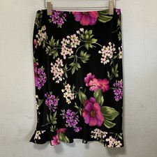 Vintage 90s Jamie Brooke Skirt Ruffle Hem Pull On Floral Hawaiian Size 10