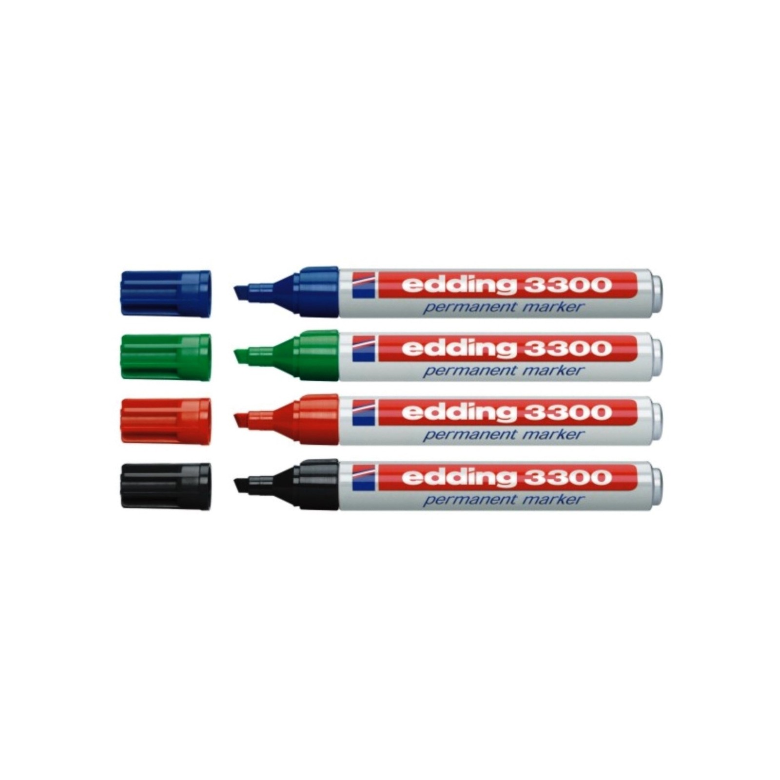 Edding 3300 Permanentmarker 4er Set - Keilspitze 1-5mm, Wasserfest