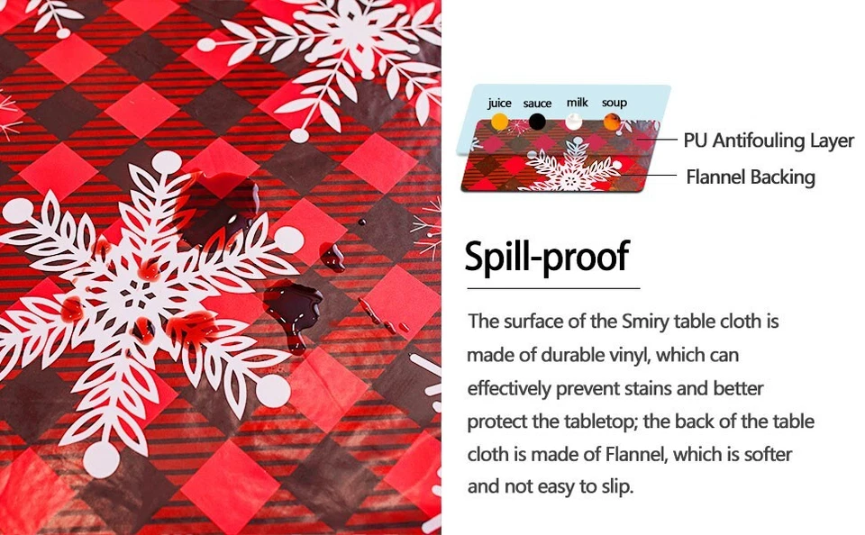 Christmas Tablecloth, Red, Snowflake Plaid Pattern 140x180cm - Image 3 of 4