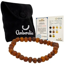 Baltic Raw Amber Adult Elastic Bracelet, Boost Immune System- Certificated - 