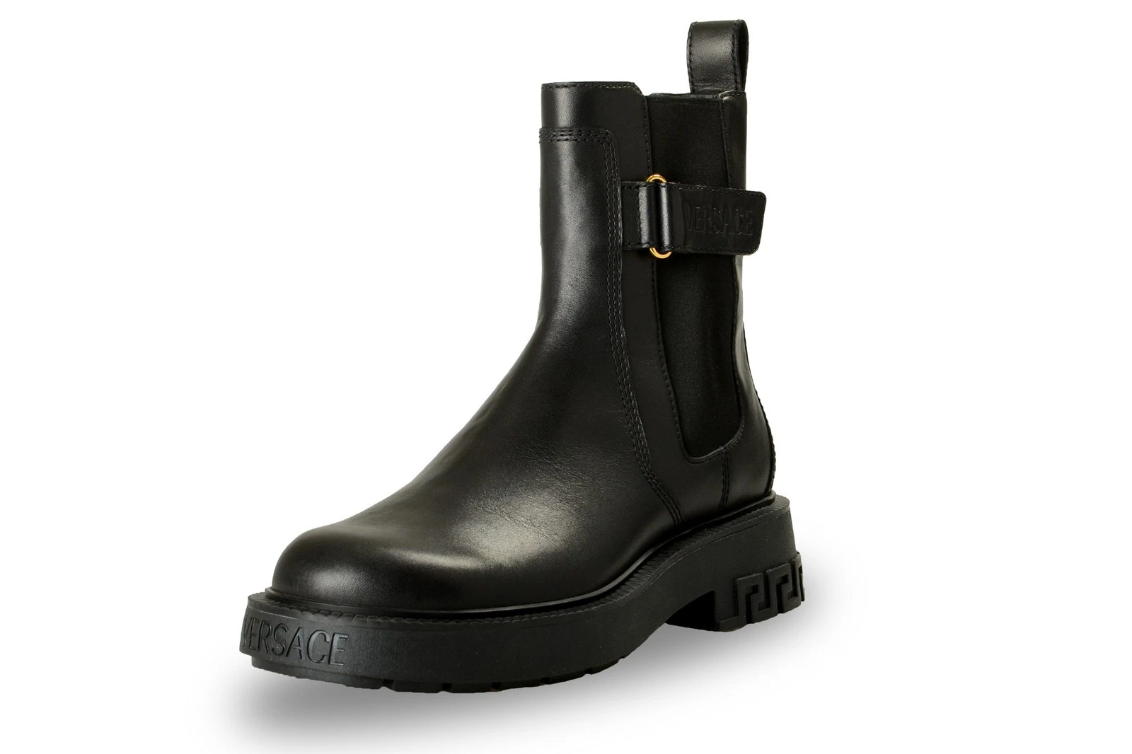 Versace — Versace Men's Black Leather Chelsea Boots Shoes US 8 IT 41
