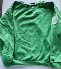 Trader Joe's Flourescent Green XL Fleece Crewneck Logo Pullover Sweatshirt
