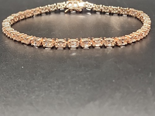 Bracciale Tennis 8" Argento Placcato 18K RG Pesca Morganite 5,98ctw JTV OAH171-8 - Foto 2 di 13