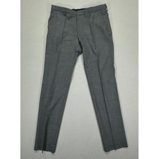 Hugo Boss Genius5 Slim Fit Grey Micro Check Virgin Wool Dress Pants Mens 36R NWT
