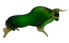 Large MCM Vintage Murano Glass Style Green Glass BULL Figurine