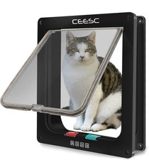 Extra Large Black Cat Door 4 Way Locking Pet Door for Wall Installation