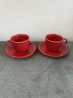 Set Of  2 Fiesta Scarlet Red Fiesta Ware Cups and Saucers Homer Laughlin