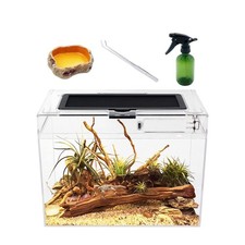 Reptile Growth 12x7x9in Full-View Mini Glass Terrarium Tank Habitat for Small Pe