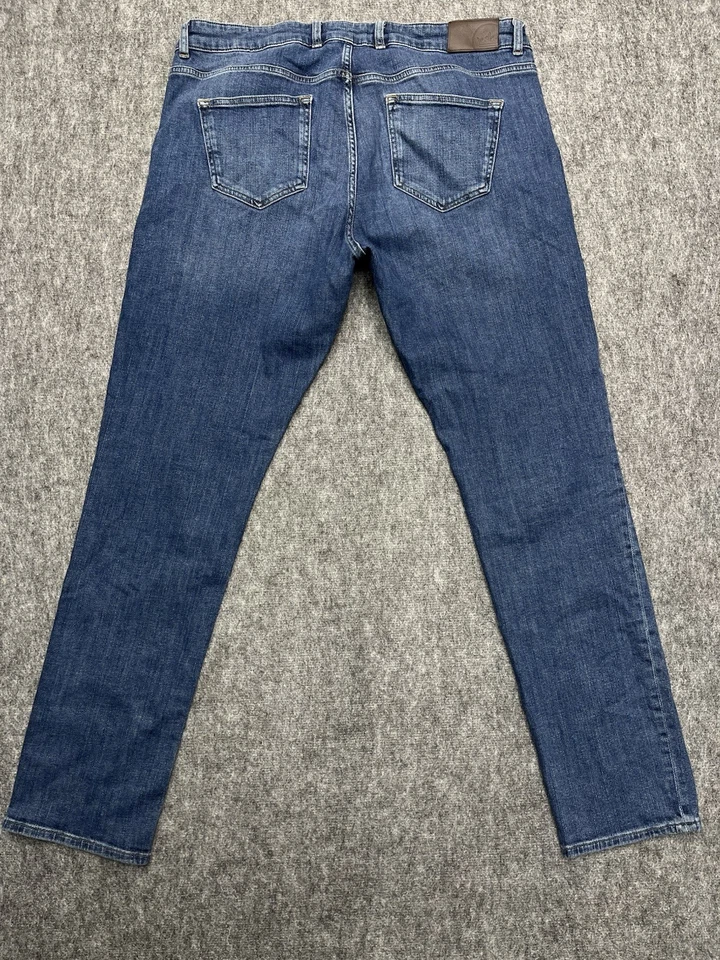 Pantalones de mezclilla para hombre Peter Millar corona elaborados elásticos 40x34 azul verdadero lavado recto Foto 2 de 4