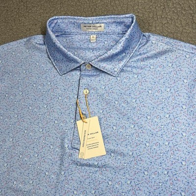 Peter Millar Cottage Blue Macaw Performance Jersey Polo MS25EK26S Men's XL