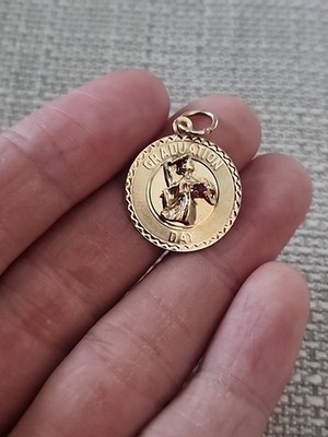 Vintage 14K Gelbgold Rubin Abschluss Tag Anhänger Charm 1,9gr