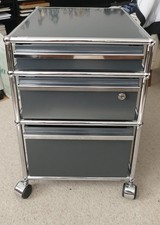 USM Haller Rollcontainer, 3 Schubladen, Anthrazitgrau, wie neu