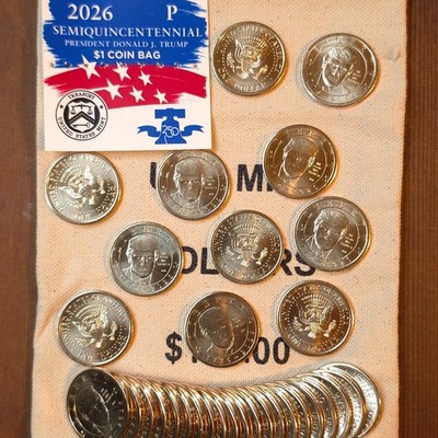 2026 President Donald J. Trump Semiquincentennial $1 Coin from Mint Bag No Privy