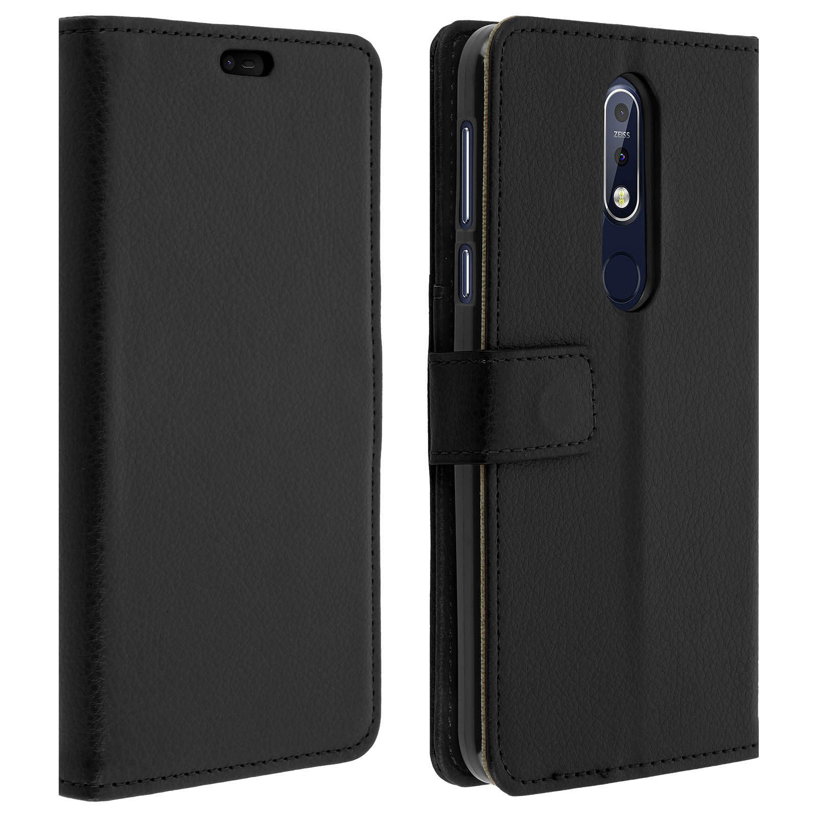 Coque Nokia 7.1 noire en gel souple finition premium avec béquille média