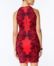 B. Darlin Womens Juniors Printed High Neck Bodycon Dress Red 9/10