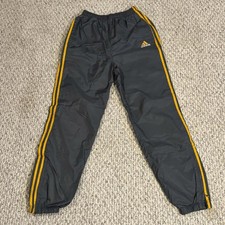 VINTAGE ADIDAS 3 Striped Windbreaker Track Pants Grey  Yellow Orange Men's S