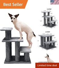 Multi-Step Pet Stairs for Small Pets - Safe, Stylish, and Easy to Clean, Gray
