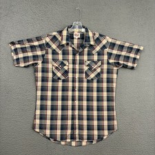 Ely Cattleman Shirt Mens Large Multicolor Plaid Pearl Snap Western Cowboy Rodeo