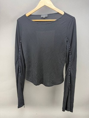 John Richmond Womens Black Long Sleeve Pullover Shirt Top Size 12