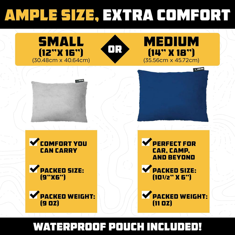 Memory Foam Camping Pillow for Travel, Hiking, Backpacking & Airplane Sleeping