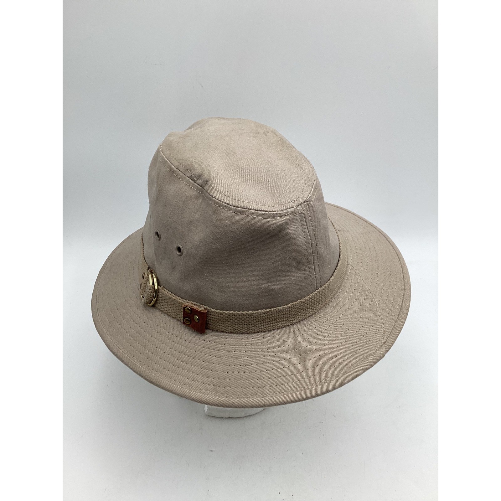 Mens Tan Khaki Cotton Canvas Safari Sun Hat Wide Brim Size L