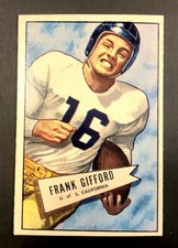 1952 BOWMAN SMALL # 16 FRANK GIFFORD ROOKIE CARD. NEW YORK GIANTS. USC.. rookie card picture