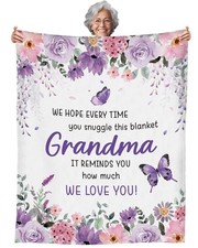 Grandma Mom Birthday Gift Blanket Soft Flannel Throw 60x50 Inch