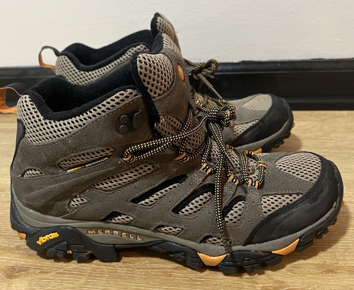 Stivali Merrell da uomo US 11 5 Moab escursionismo outdoor medio noce Vibram J86593