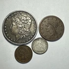 COIN LOT: 1896 Morgan Dollar, 1840 Large Cent, 1854 SL Dime, 1904 IHP COBM-9878